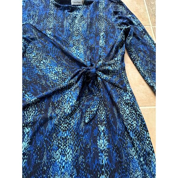 Calvin Klein Blue snake print jersey dress‎ Size 10P - Picture 4 of 9